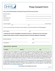 Department of Health and Human Services Proxy Consent Form