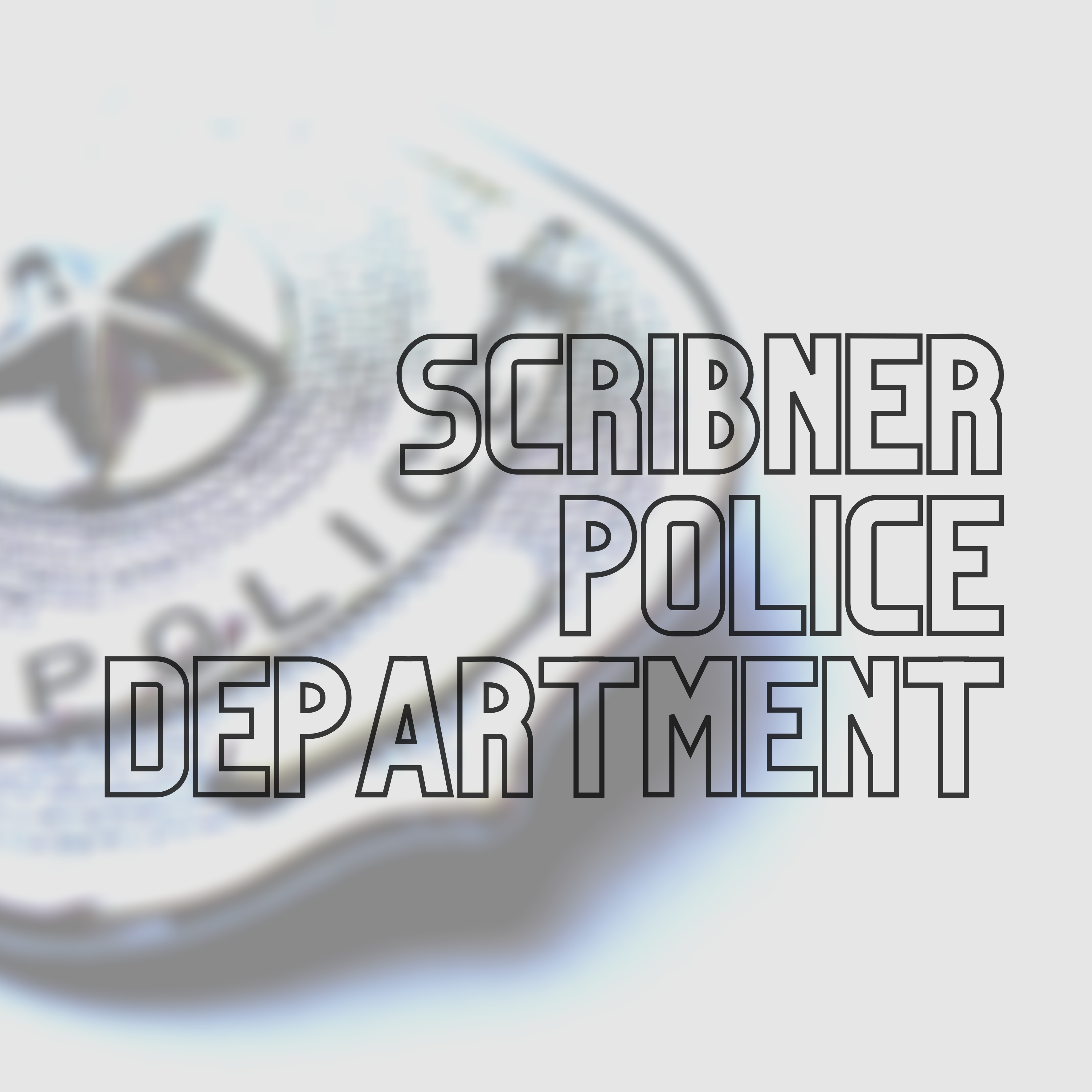 Police badge with Scribner Police Department written over it